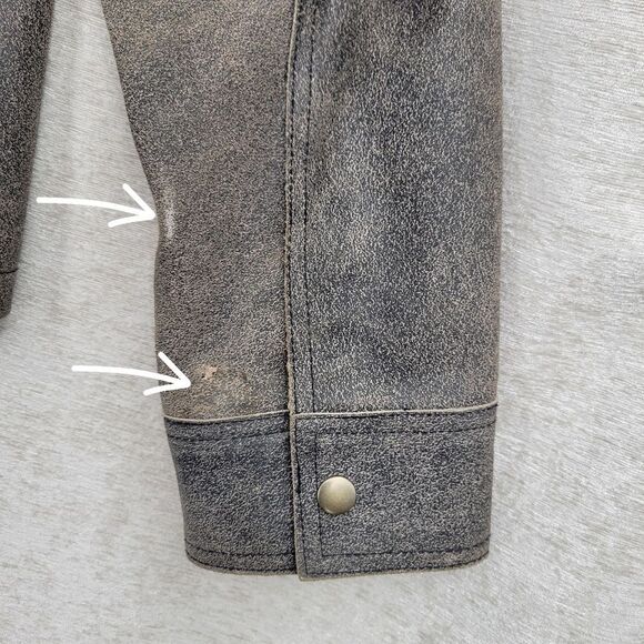 QUE Women's Gray Leather Moto Bikercore Jacket Women's Medium - Picture 13 of 15